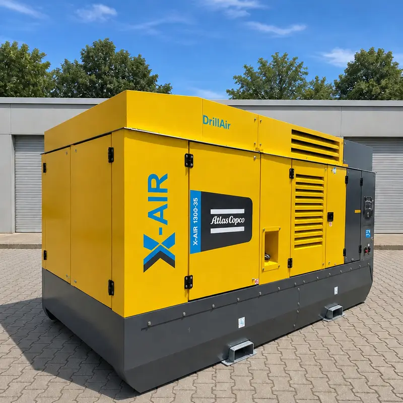 Atlas Copco X-Air 1300 35 Grand compresseur diesel mobile 412 kW 35 bars de forage authentique