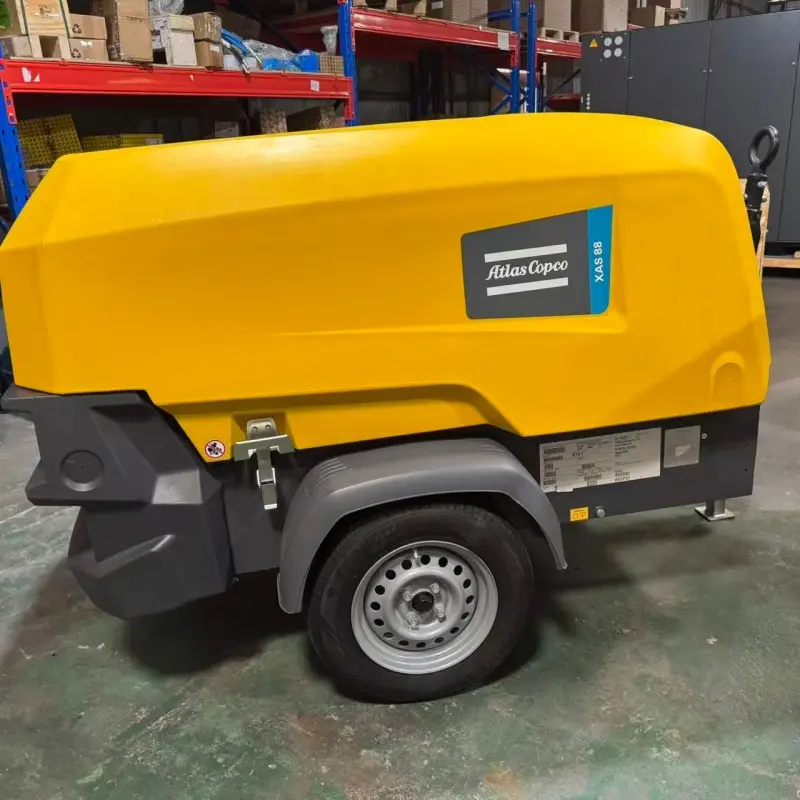 Compresseur d'air diesel portatif Atlas Copco XAS 88 KD pour exploitation minière authentique